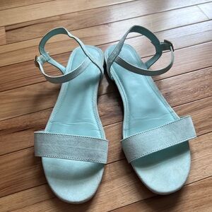 J Crew Suede Aqua Sandals